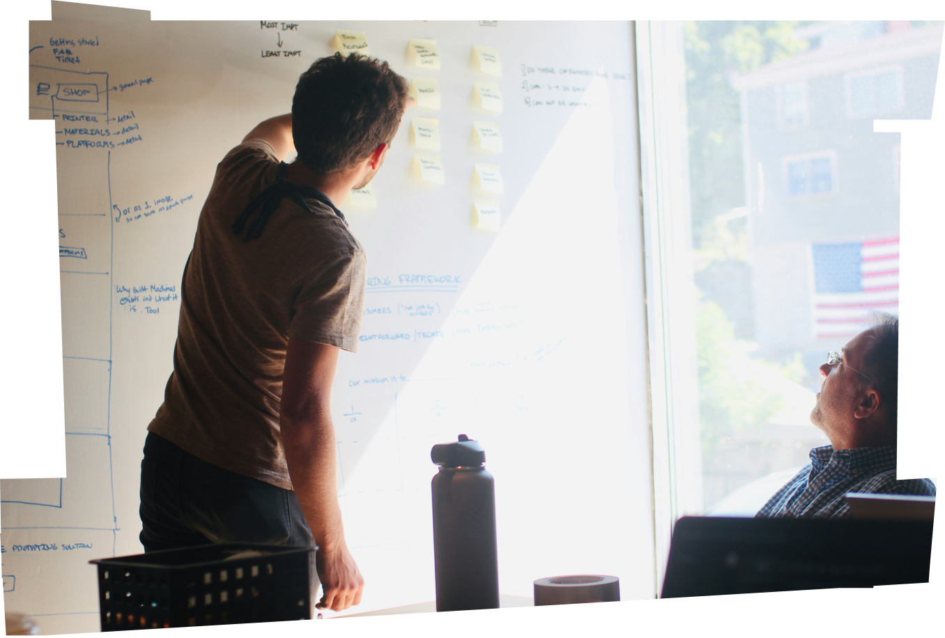 ForwardShare team mapping out a venture on a whiteboard
